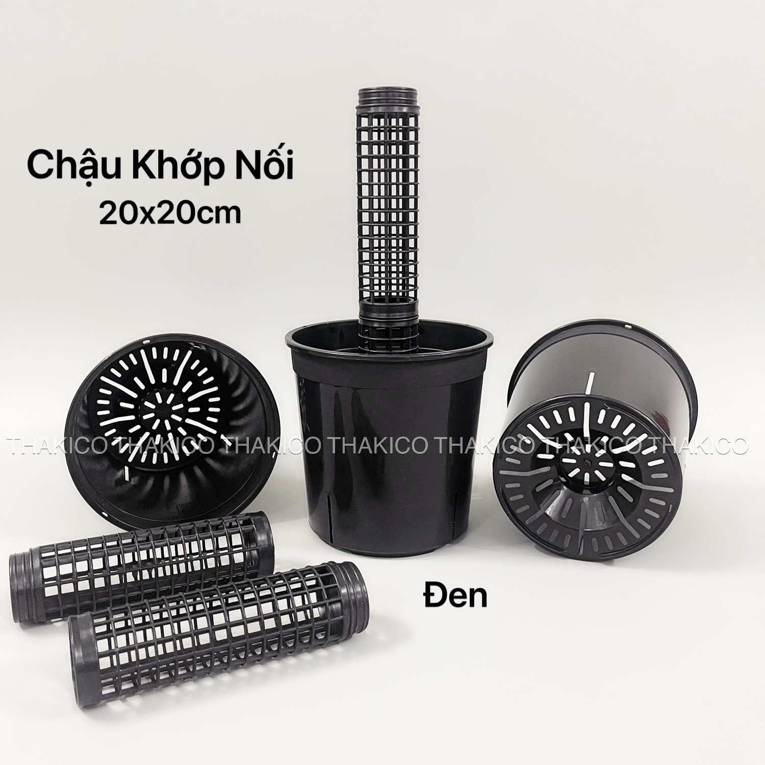 [1 cái & 10 cái] Chậu Nhựa Đen 20x20 cm (Không bao gồm trụ nối)