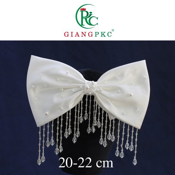 Nơ to đính hạt cài tóc cô dâu trend mùa cưới 2021 2022 Giangpkc 15cmx25cm
