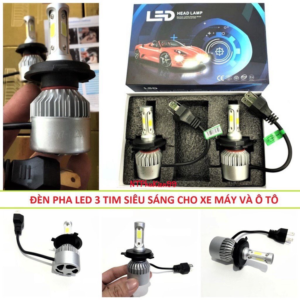 Đèn led pha c6-x7s siêu sáng chân h4 lắp mọi dòng xe