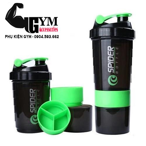 Bình lắc 3 ngăn bình nước tập gym Spider Bottle