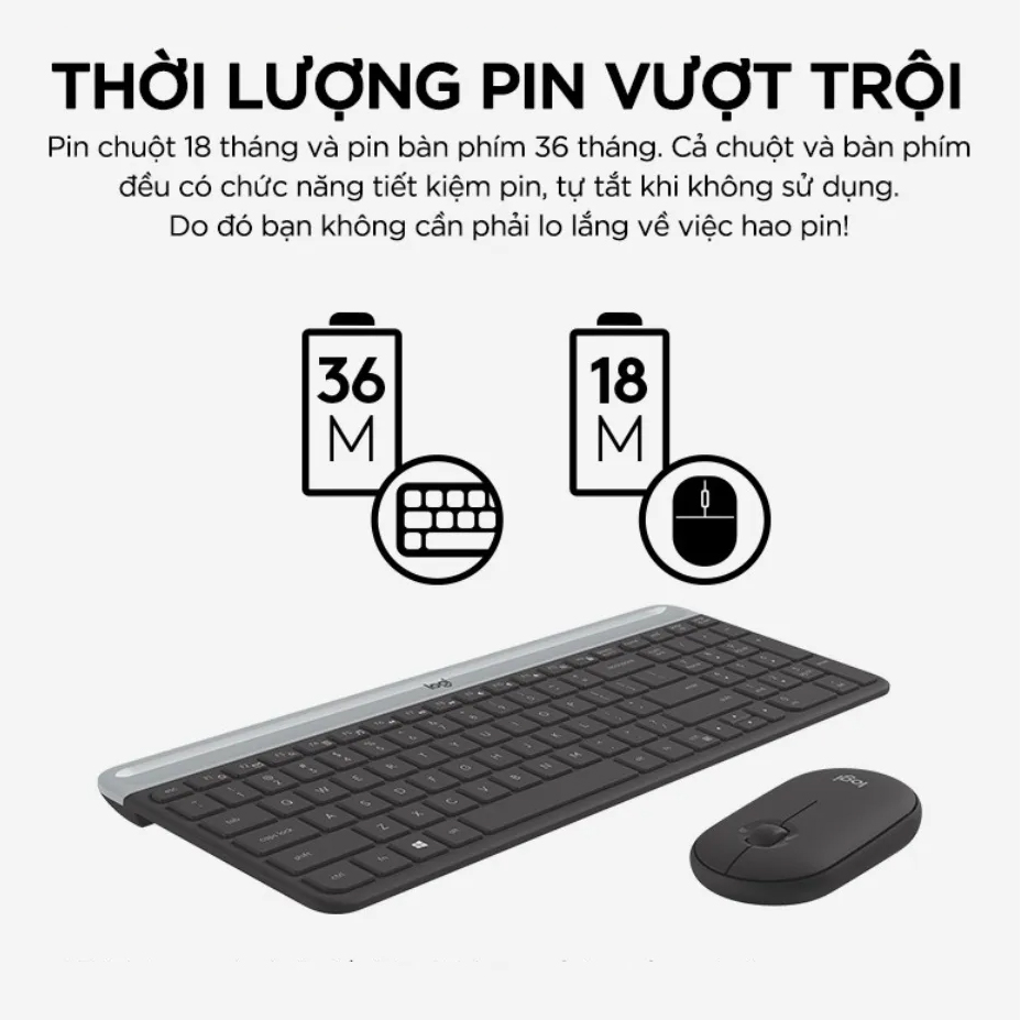 Combo chuột và bàn phím không dây Logitech MK470 slim, silent, wireless