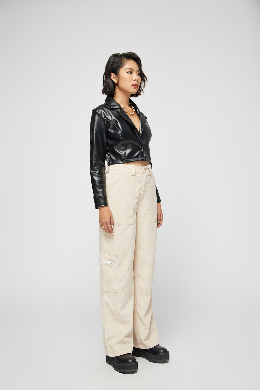 Áo khoác blazer da lửng BLMDE