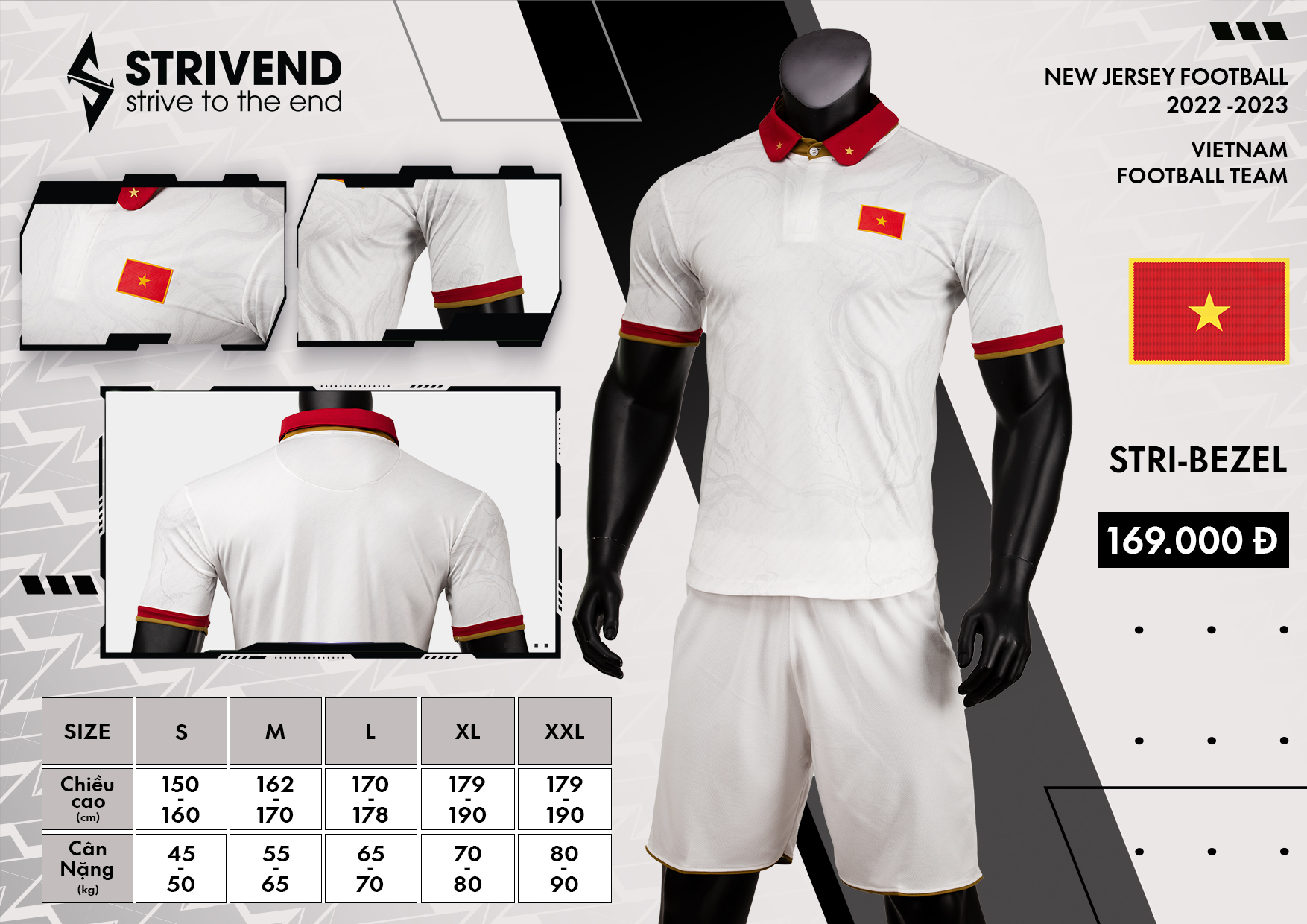 Bộ quần áo bóng đá ĐT Việt Nam Thiết kế họa tiết rồng hiện đại, hai màu trắng đỏ