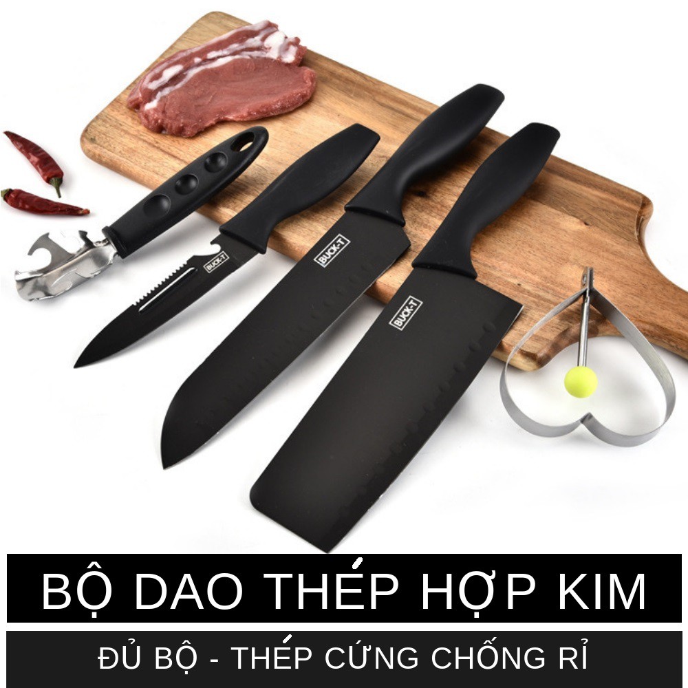 Bộ dao làm bếp hợp kim siêu bền chống gỉ cao cấp 4 món