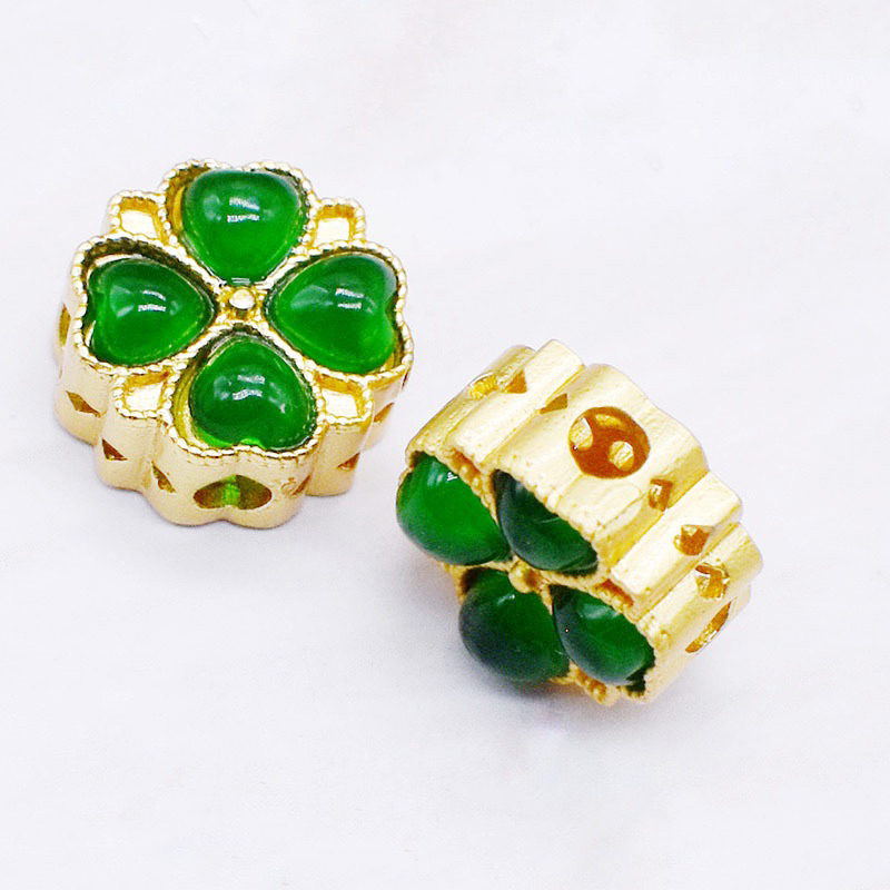 Charm cỏ 4 lá đính đá nhiều màu - KL203