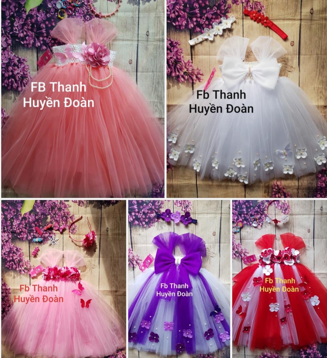 Váy Tutu Công chúa Tím huế xen trắng - Nơ