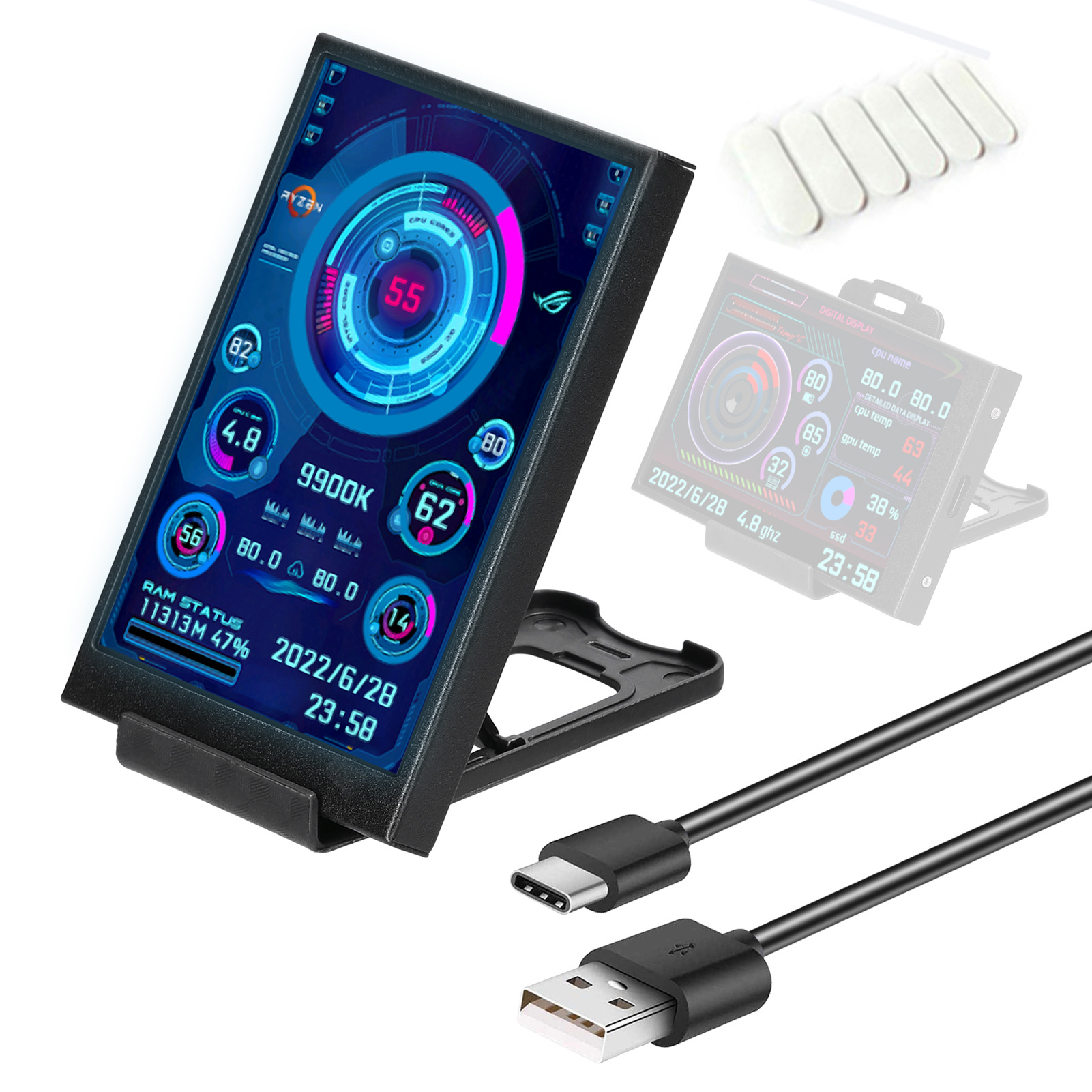 3.5 inch ips type-c thứ cấp màn hình máy tính cpu gpu ram hdd màn hình usb hiển thị cho một cách tự do aida64 mini màn hình