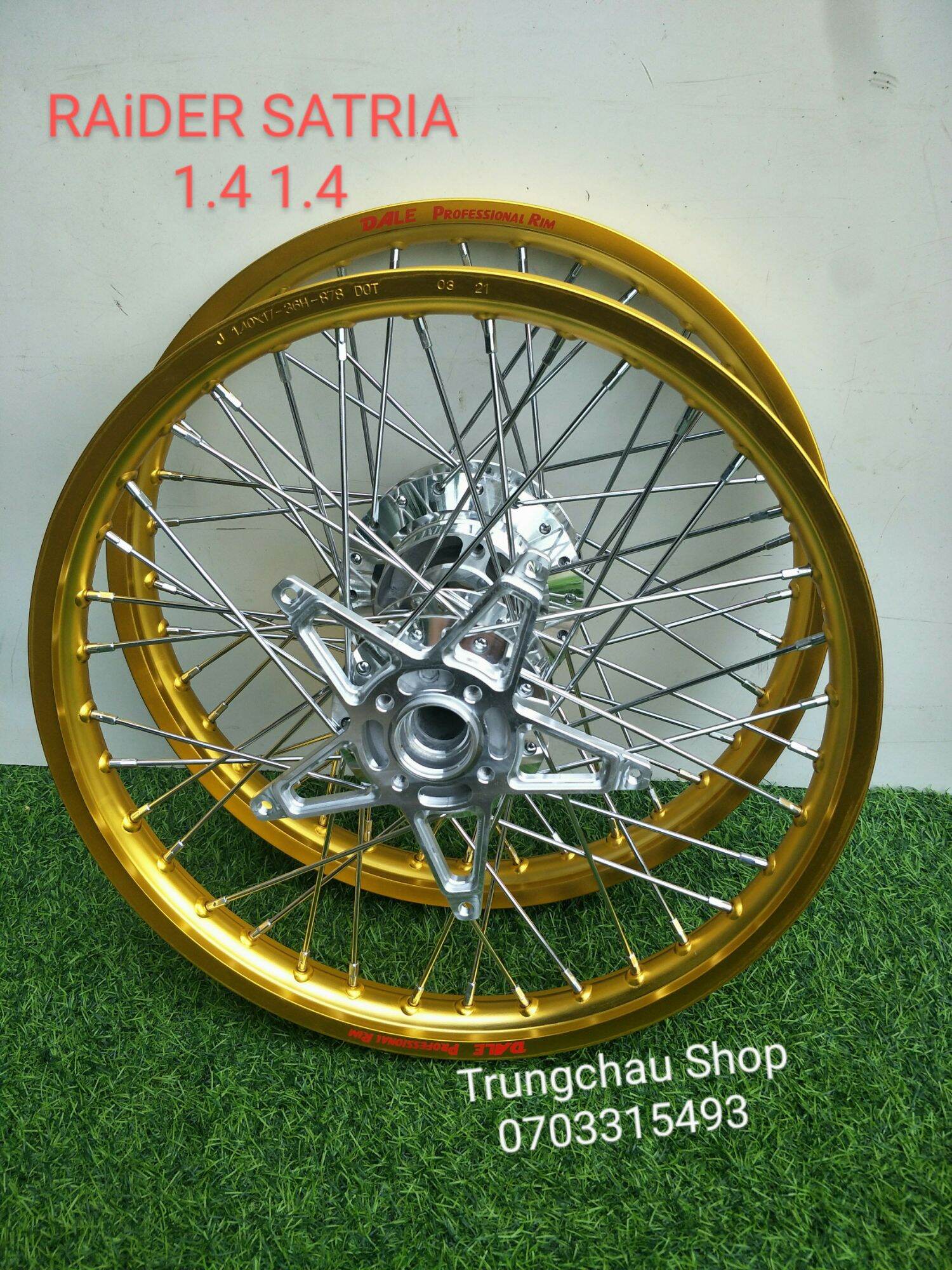 Cặp bánh căm raider satria niềng dale có 7 màu sài lòng đĩa cnc gắn lại đĩa rin