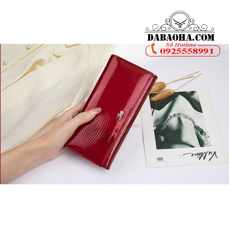 Ví dài nữ da bò thật BHM1069 Ví gập đôi