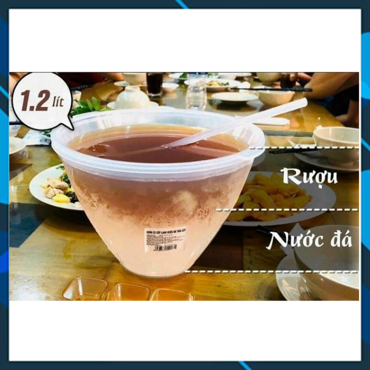 Bộ bát đựng rượu ướp lạnh - Dụng cụ làm mát rượu - bộ bát ướp lạnh rượu dung tích 1,2 lít - Bát ướp rượu có gáo múc siêu tiện lợi