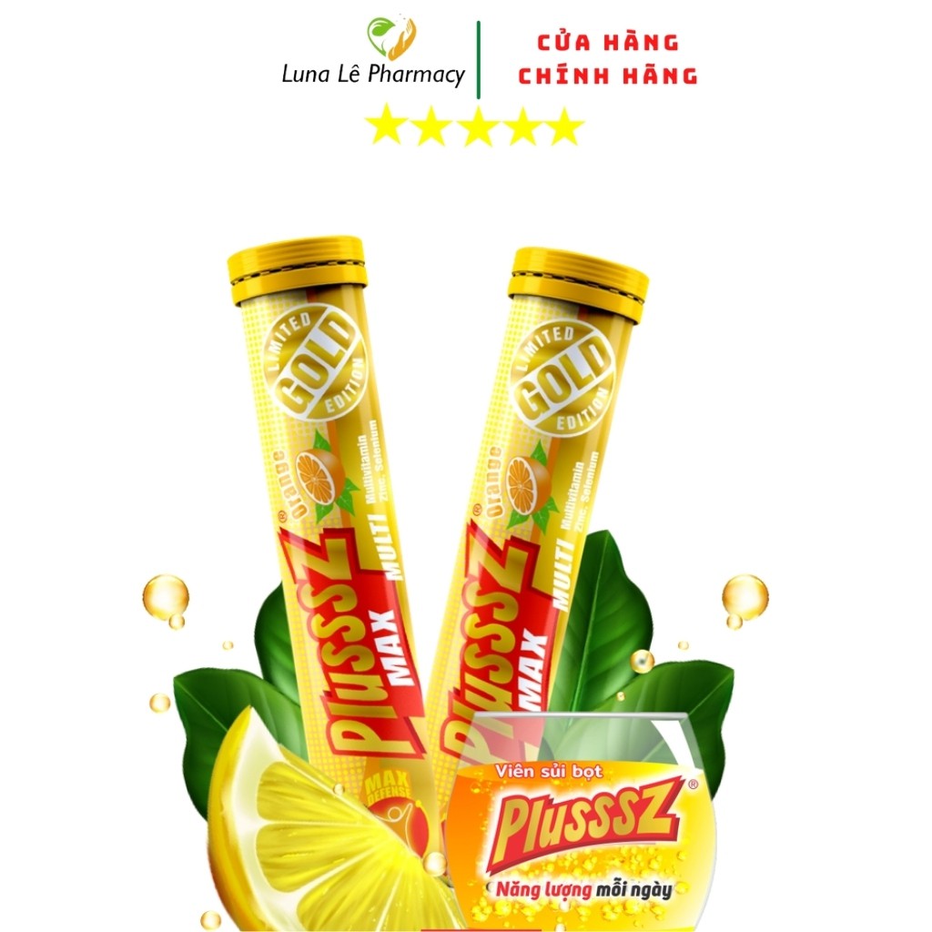 Viên c sủi bổ sung vitamin tổng hợp plusssz gold max tuýp 20 viên