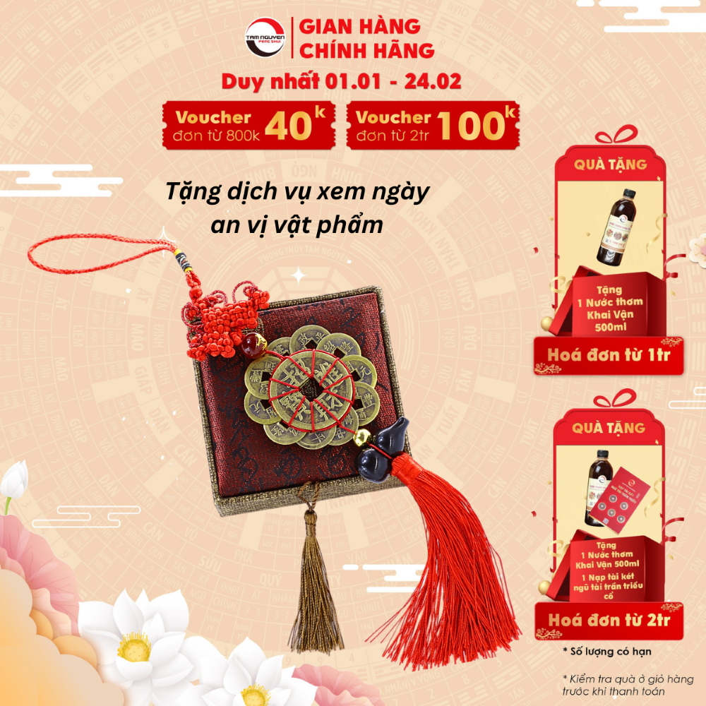 Hoa đế thập toàn - Phong Thuỷ Tam Nguyên - Chiêu tài, chiêu lộc, chiêu quý nhân, hoá giải tiểu nhân - Dây đồng xu ngũ đế, dây Xu Hoa Mai