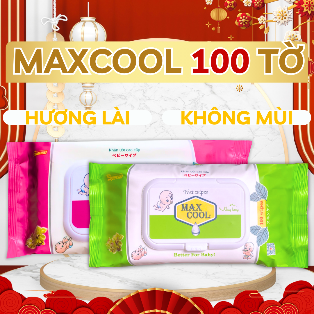Khăn giấy ướt cao cấp 100 Tờ Max Cool (HÀNG CHÍNH HÃNG)