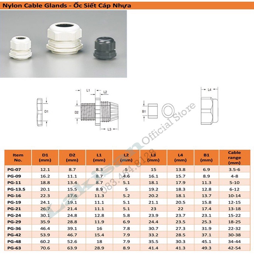 10 cái Ốc siết cáp nhựa PG