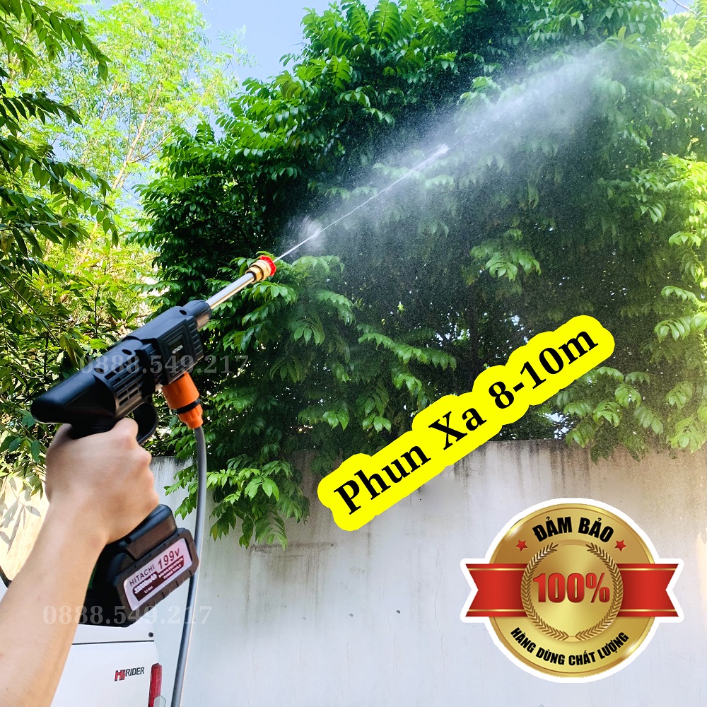 Súng rửa xe pin cầm tay áp lực cao - Máy xịt rửa mini dùng cho ô tô - Máy Rửa Xe Thông Minh Dùng Pin Siêu Khỏe Công Nghê Mới - Máy Xịt Rửa Tăng Áp Hàng Chuẩn Động Cơ Lõi Đồng Siêu Bền