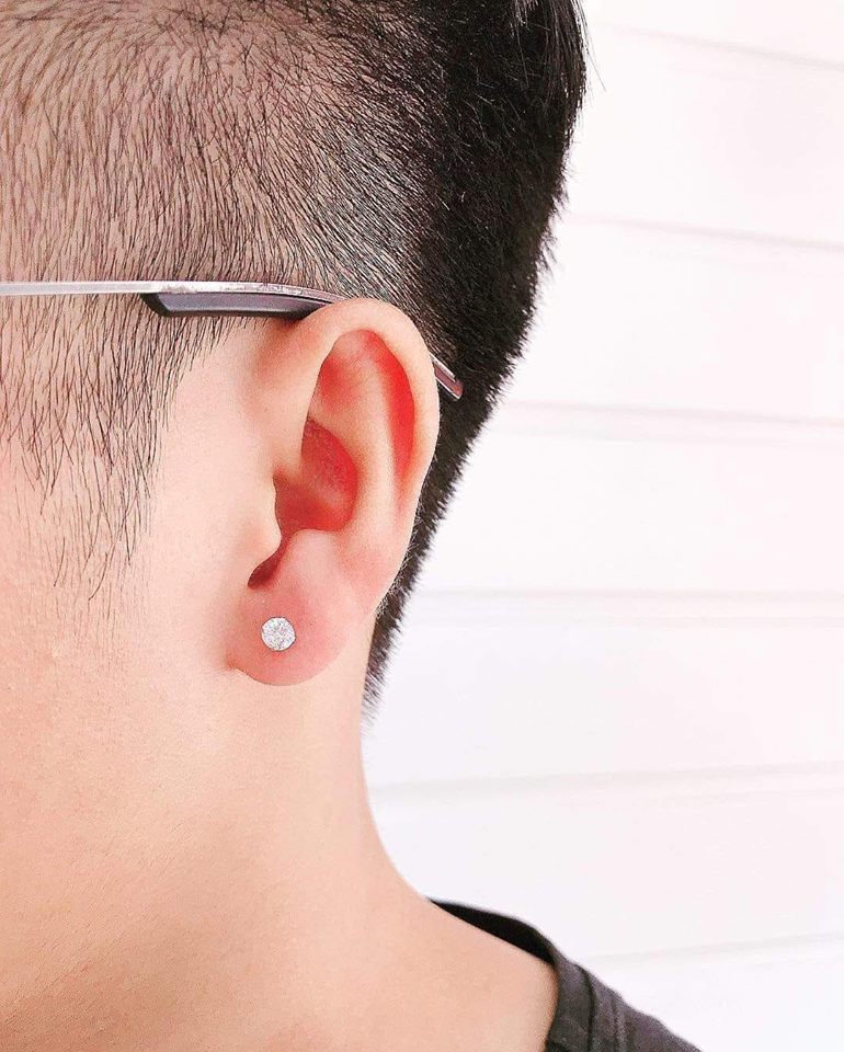1 chiếc nụ tai bạc đá trắng cỡ 3mm