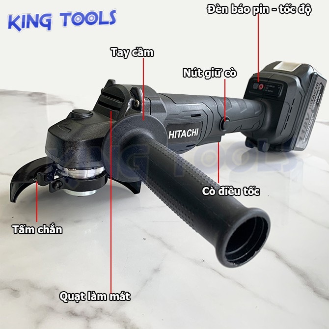 Máy Mài Pin Hitachi Không Chổi Than, pin 10cell lõi đồng sử dụng an toàn tiện lợi cho các bác thợ cơ khí