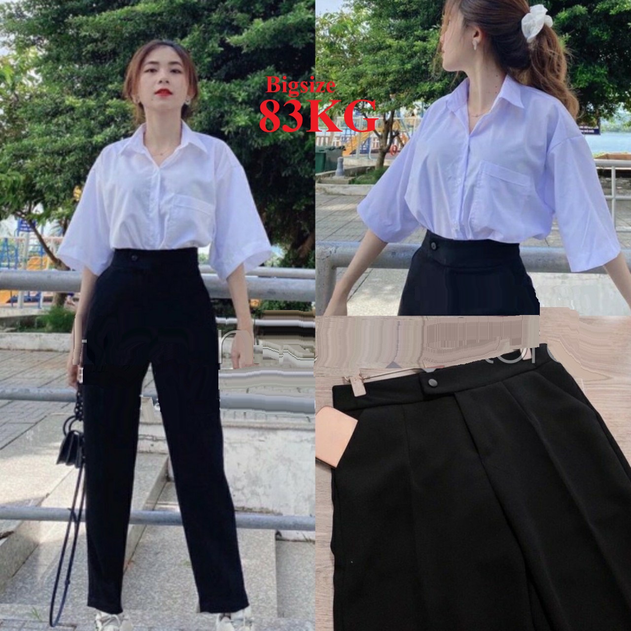 Quần Tây Học Sinh CÚC LỆCH Lưng Cao DÀI 84CM Vải Tuyết Mưa cao cấp Dày Đẹp phom dáng trẻ trung năng động Có Bigsize tới 85KG