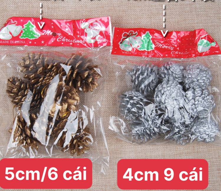 Combo 6 quả 9 quả thông tự nhiên trang trí noel QT001