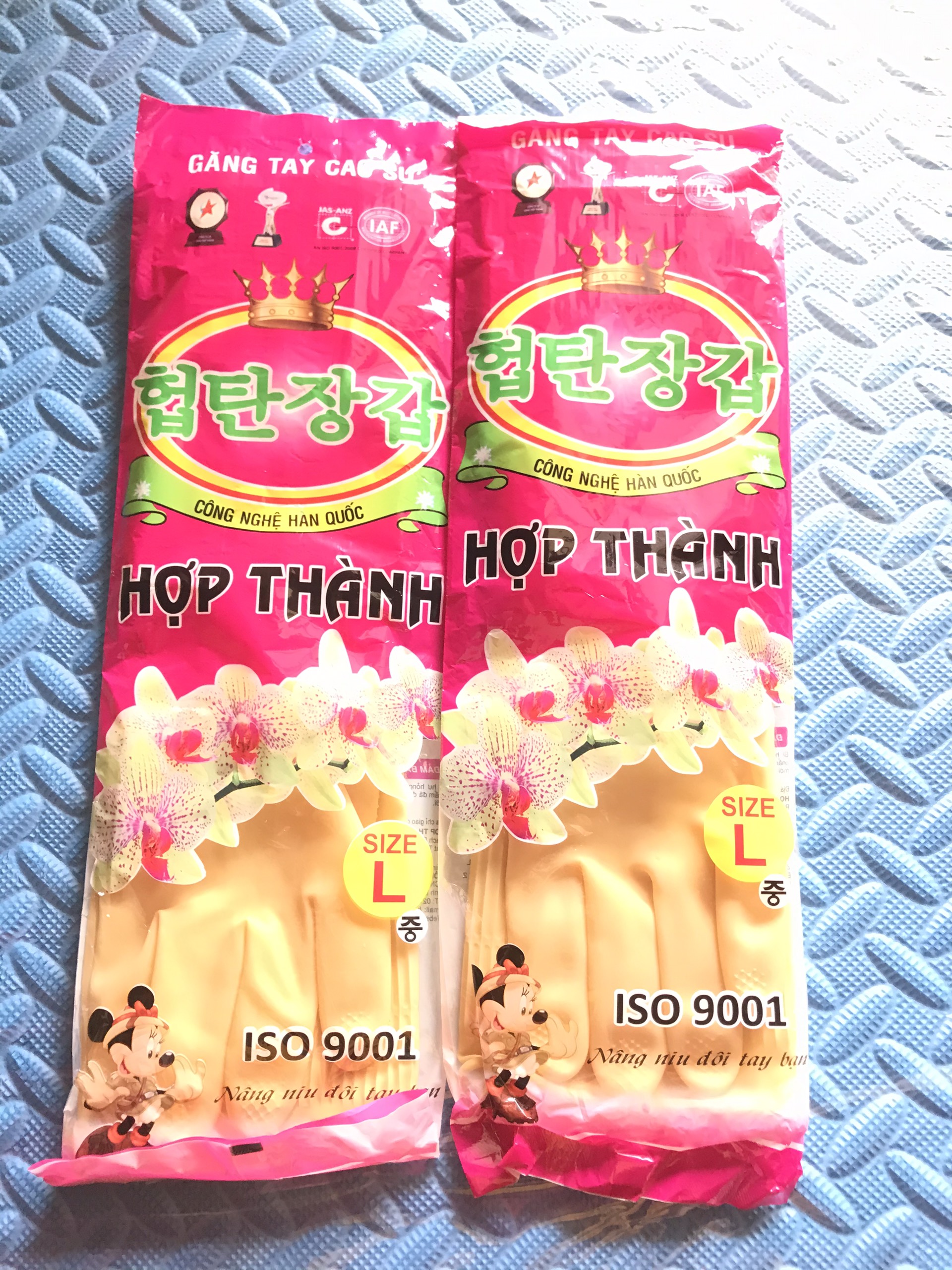 Găng tay cao su Hợp Thành dài 38cm size L, găng tay rửa chén rửa bát, bao tay cao su rửa chén