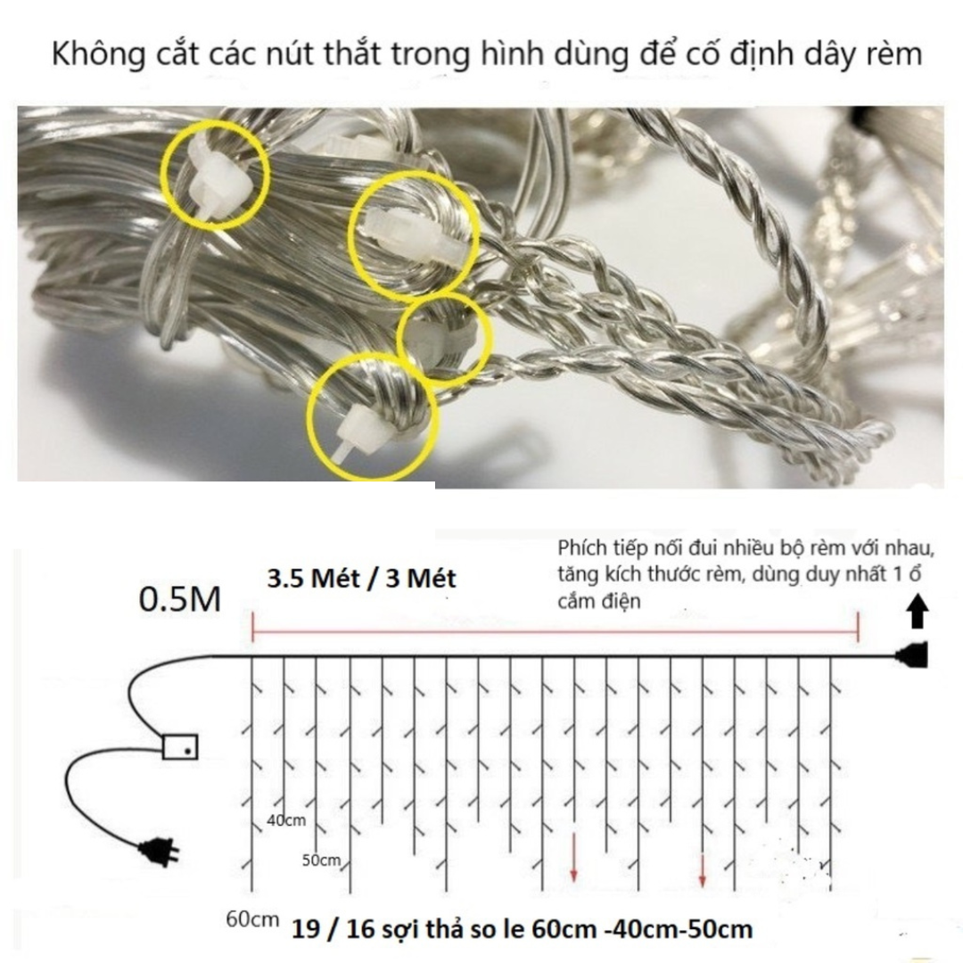 Bộ đèn LED rèm thả màn trang trí ngoài trời