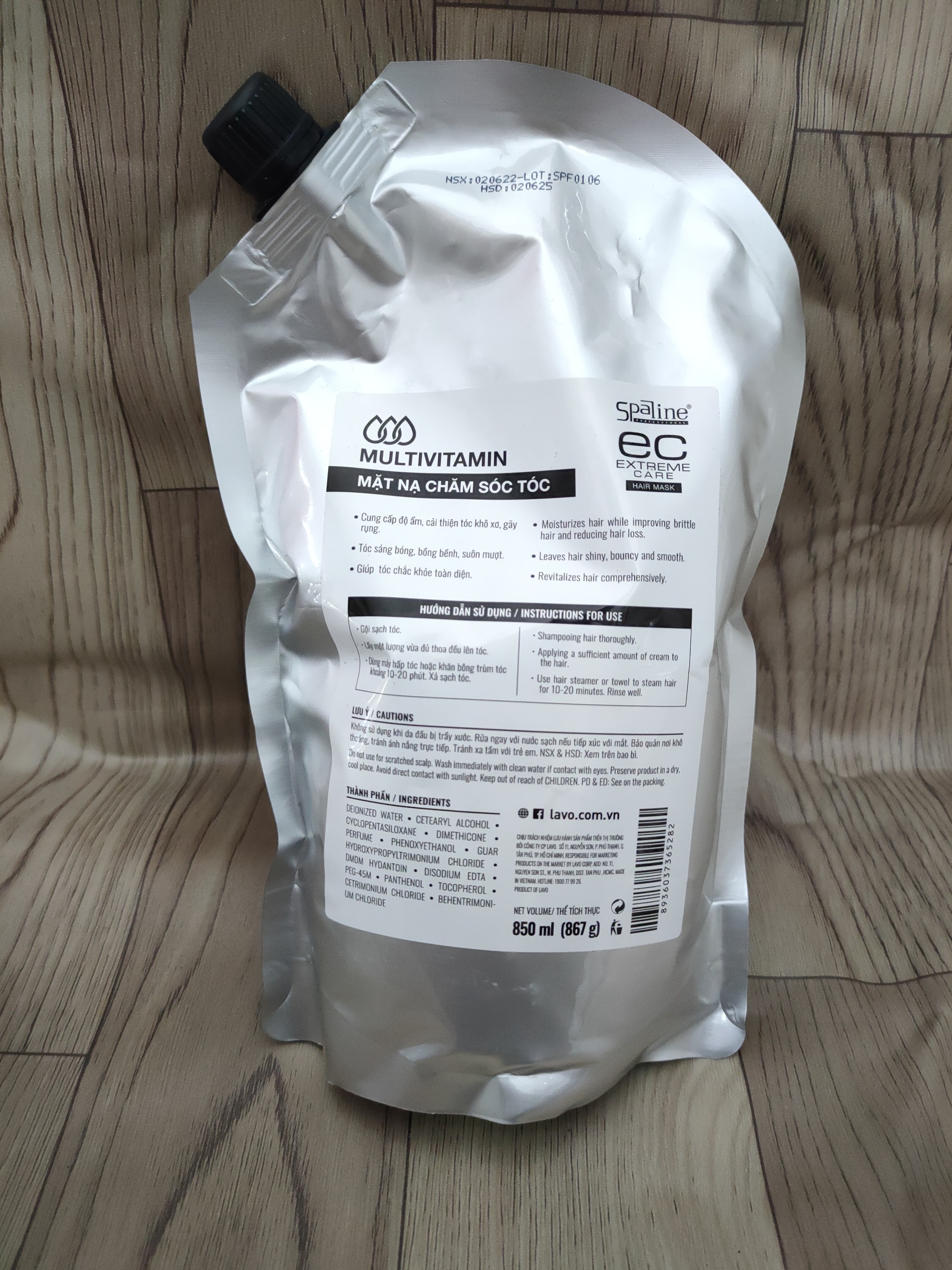 Mặt nạ chăm sóc tóc Spaline EC dạng túi 850ml màu hồng