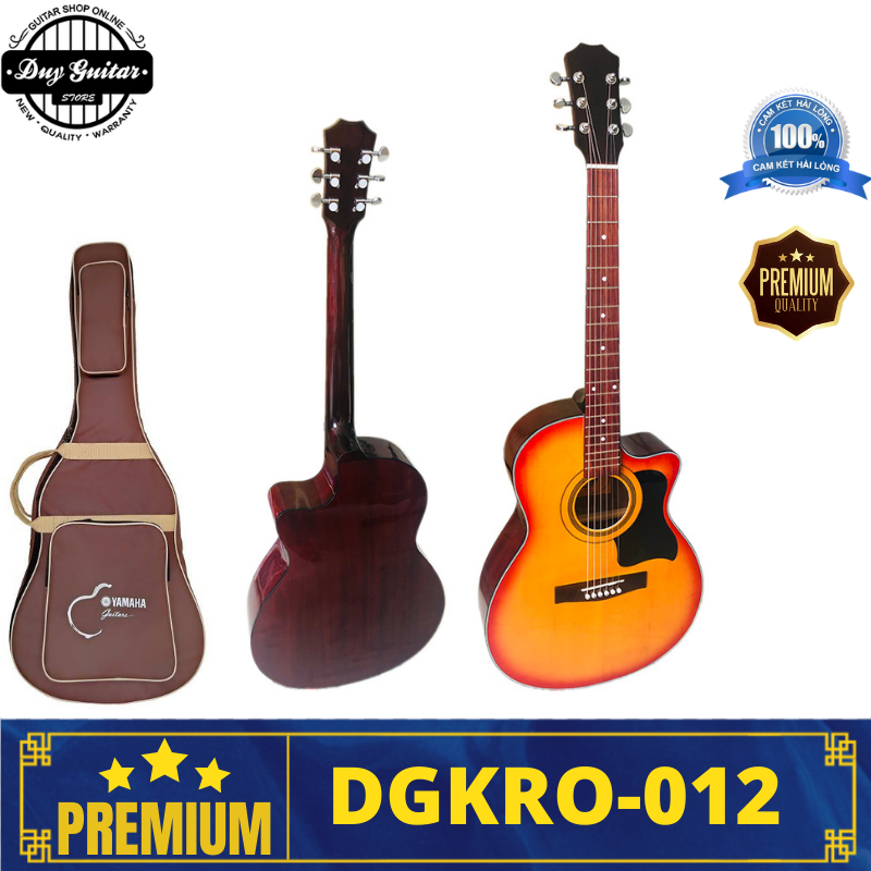Đàn guitar acoustic màu đỏ cherry dáng A khuyết DGKRO-012 cherry sunburst Duy Guitar Store Dòng đàn ghitar có âm thanh tốt giá rẻ dành cho bạn mới tập