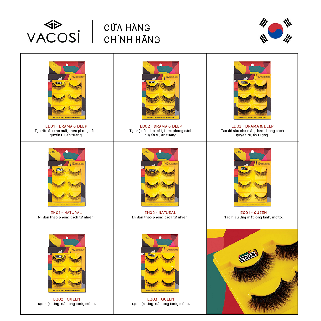 [HCM] Vacosi Hộp 3 Cặp Lông Mi Giả 4D Pro Eyelash