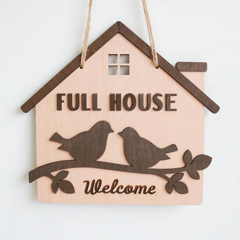 Bảng gỗ decor trang trí NGÔI NHÀ HẠNH PHÚC (bảng gỗ trang trí DNDecor + quà tặng giá 17.000đ)