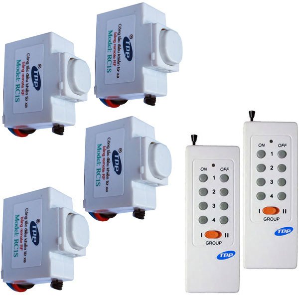 Bộ 4 công tắc điều khiển từ xa có hẹn giờ và 2 remote rc1s-4c2r8