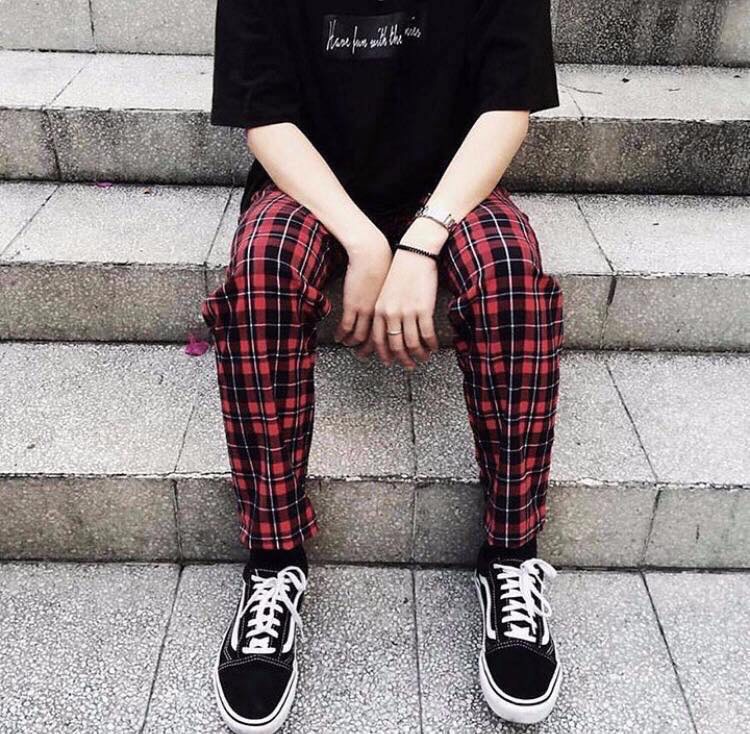 Quần caro Plaid Pants (40-64kg, M L). Ảnh thật