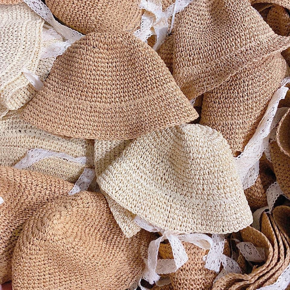 MŨ CÓI ĐI BIỂN DÂY REN CHO BÉ ( TẶNG DÂY BUỘC TÓC )