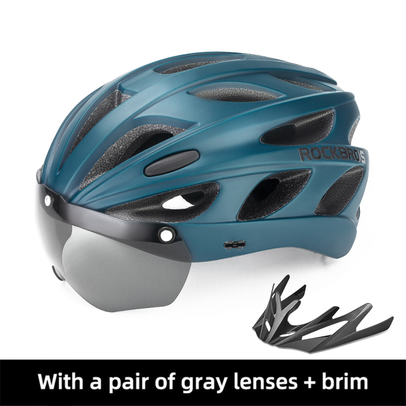 ROCKBROS Colorful Bicycle Helmet Integrally-molded MTB Road Bike  Cycling Helmet With Removable Goggles With Sun Visor Adjustable Helmet 57-62CM