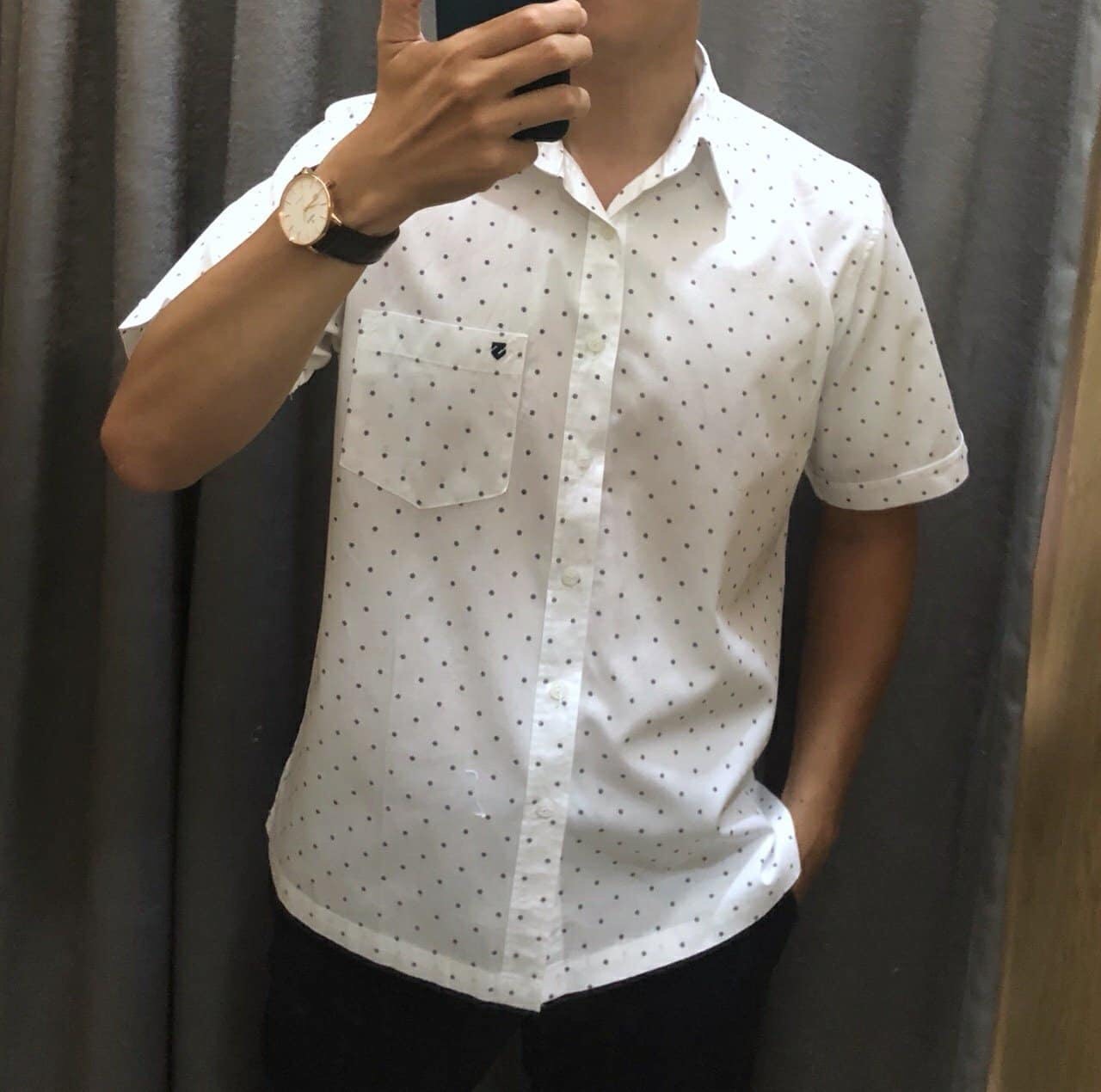 Áo sơ mi nam ngắn tay chấm bi nhỏ