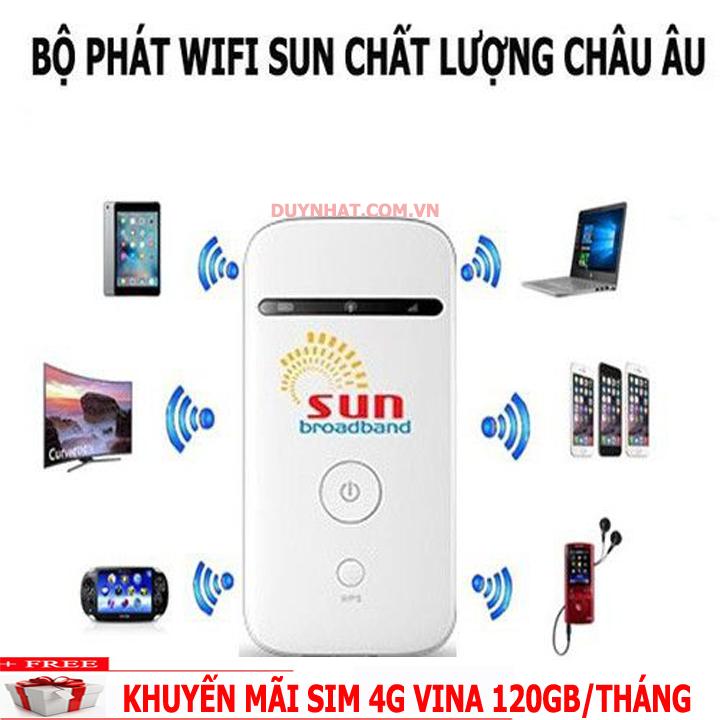 Bộ phát wifi- cục phát wifi cầm tay SUN bán chạy nhất- tặng sim 4G Viettel có 2GB/ngày miễn phí