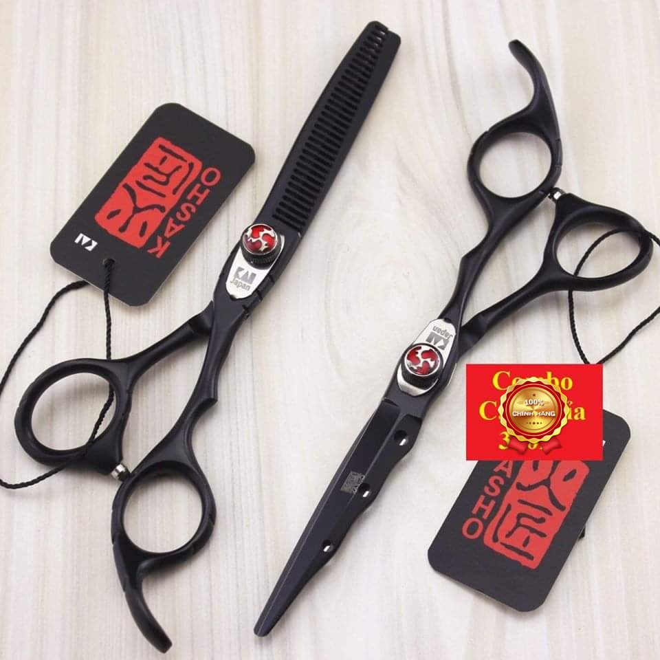 Bộ kéo cắt tóc kasho ha 03 đen