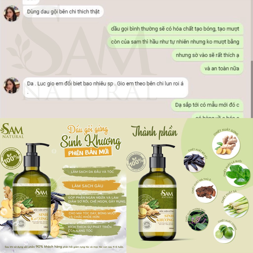 Dầu Gội Sinh Khương Sam Natural (Ngăn Rụng Tóc Làm Đen Tóc Chắc Tóc)