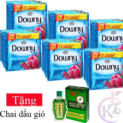 Combo 6 dây nước xả vải Downy hương Nắng Mai gói 20ml - dây 10 gói Tặng 1 chai dầu gió xanh 24ml - nước xả quần áo đậm đặc mềm vải thơm lâu