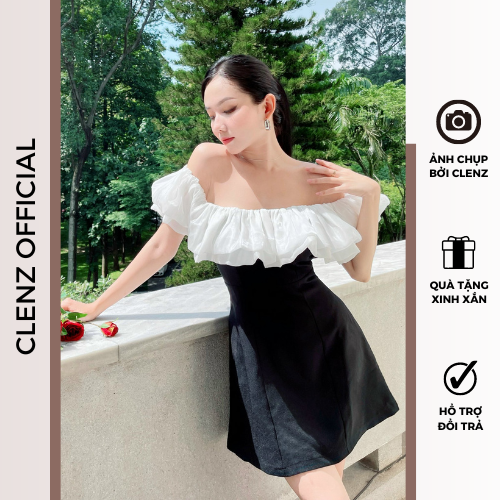 [ Clenz - Váy thiết kế cao cấp ] Đầm đen trễ vai dự tiệc sang chảnh D12