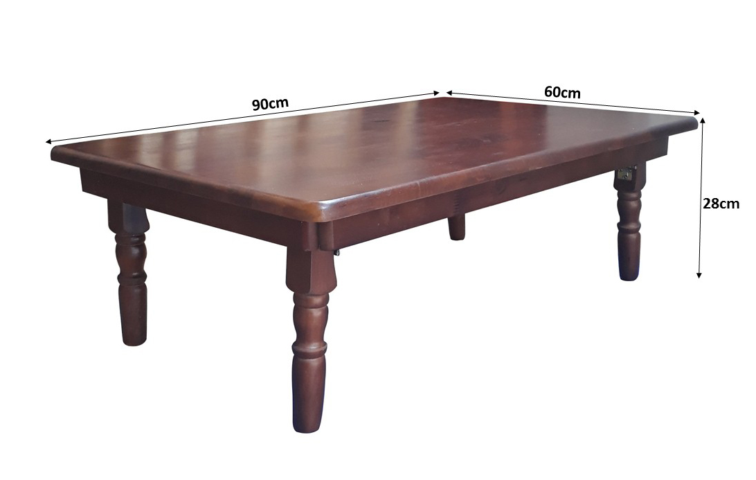 [HCM]Bàn trà chân tiện 90x60x28cm bằng gỗ (Nâu)