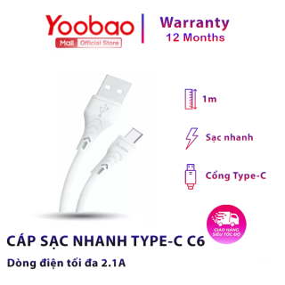 Dây cáp sạc USB Type C YOOBAO C6 Sạc ổn định dài 1m thumbnail