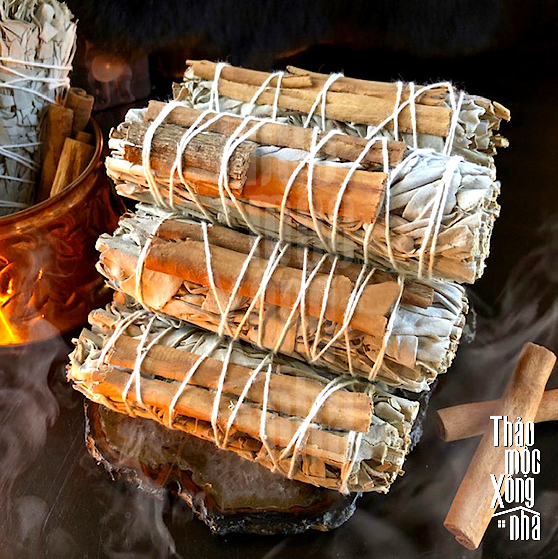 XÔ ĐỘNG LỰC (White Sage mix Quế Cylon) - THẢO MỘC XÔNG NHÀ