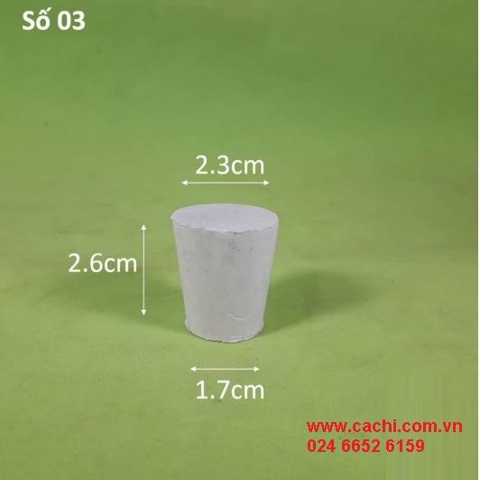 Nút cao su số 3 nắp bình,đáy lớn 23mm, đáy bé 17mm, cao 26mm