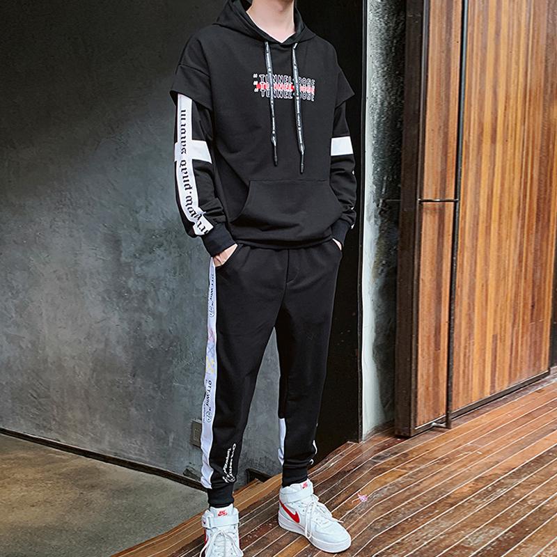 [ Giảm Giá Sốc ]  Bộ Quần Áo Thun Nỉ Nam Áo Hoodies Mũ Trùm Đầu Có Túi Bụng và Quần Jogger Một Sọc Thời Trang V2 HHH MEN QA 054