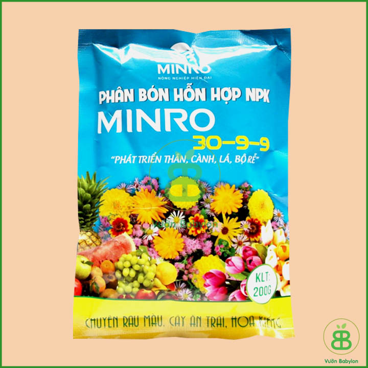 200Gr Phân Bón NPK Phát Triển Thân Lá Cành MINRO 30-9-9