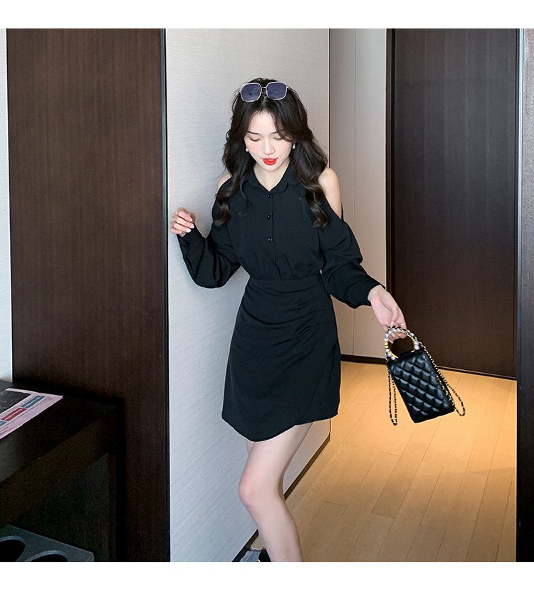 ĐẦM SƠ MI TAY DÀI CUT OUT - HK1601