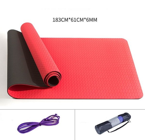 [Hàng Tiêu Chuẩn Loại 1]Thảm Tập Yoga Tpe 6mm 2 Lớp Tặng Kèm Túi Đựng Thoáng Khí+ Dây Buộc Hàng Cao Cấp Chính Hãng Tienphatsmart