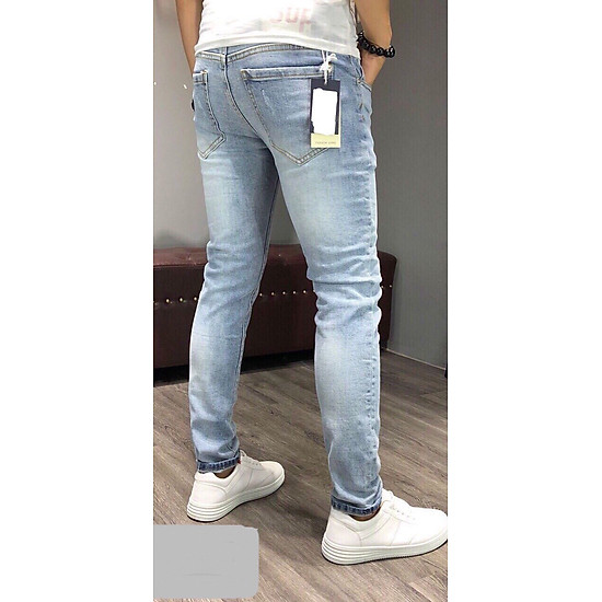 Quần jean nam cao cấp XANH BẠC cào xước 5678, không xù lông, không ra màu, chất giãn tốt -262