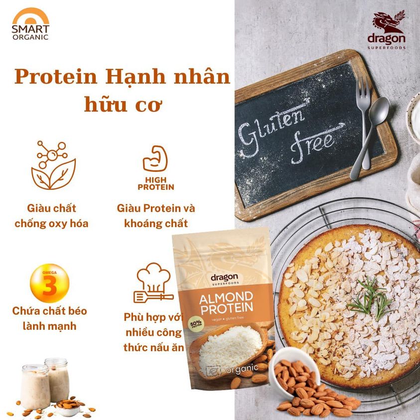 Bột hạnh nhân hữu cơ (Dragon Superfoods, Organic Almond Flour) - 200gr