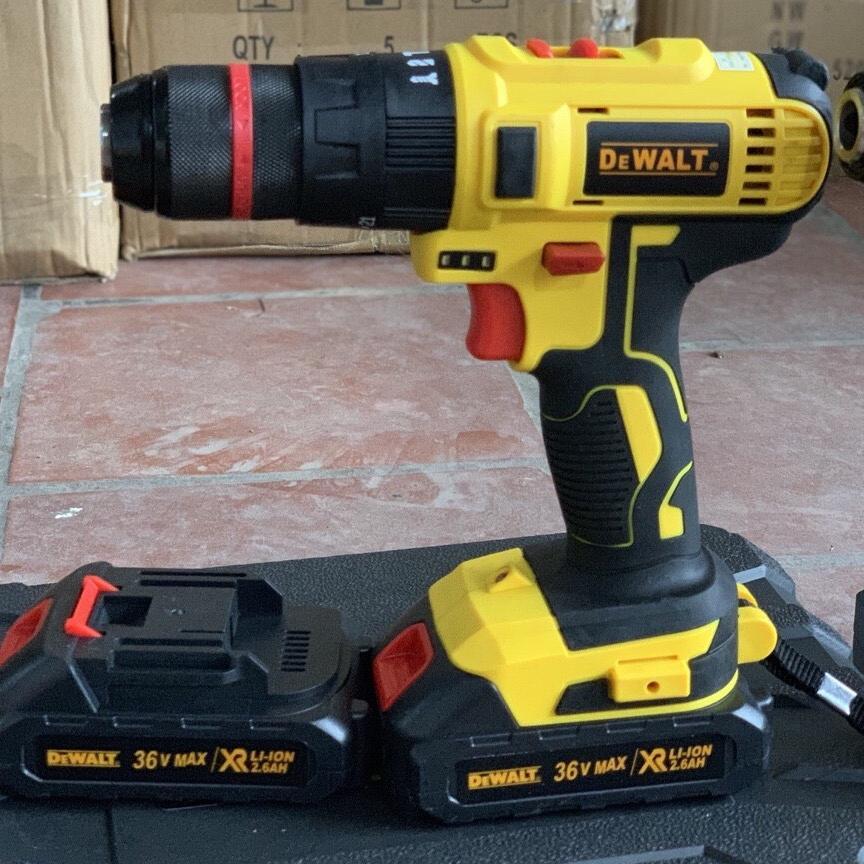 Máy Khoa Pin Cầm Tay DEWALT DW36 36V 2 Pin Có Búa MẪU 2019, khoan pin đầu kẹp 13mm - Tặng 1 mũi khoan